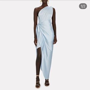 Baobab Collection Pale Blue One-Shoulder Draped Midi Dress